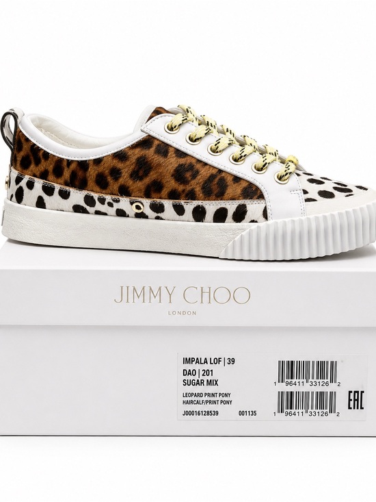 Jimmy Choo Shoes - Jimmy Choo Animal Print Low-Top Sneakers in Brown, White, Black